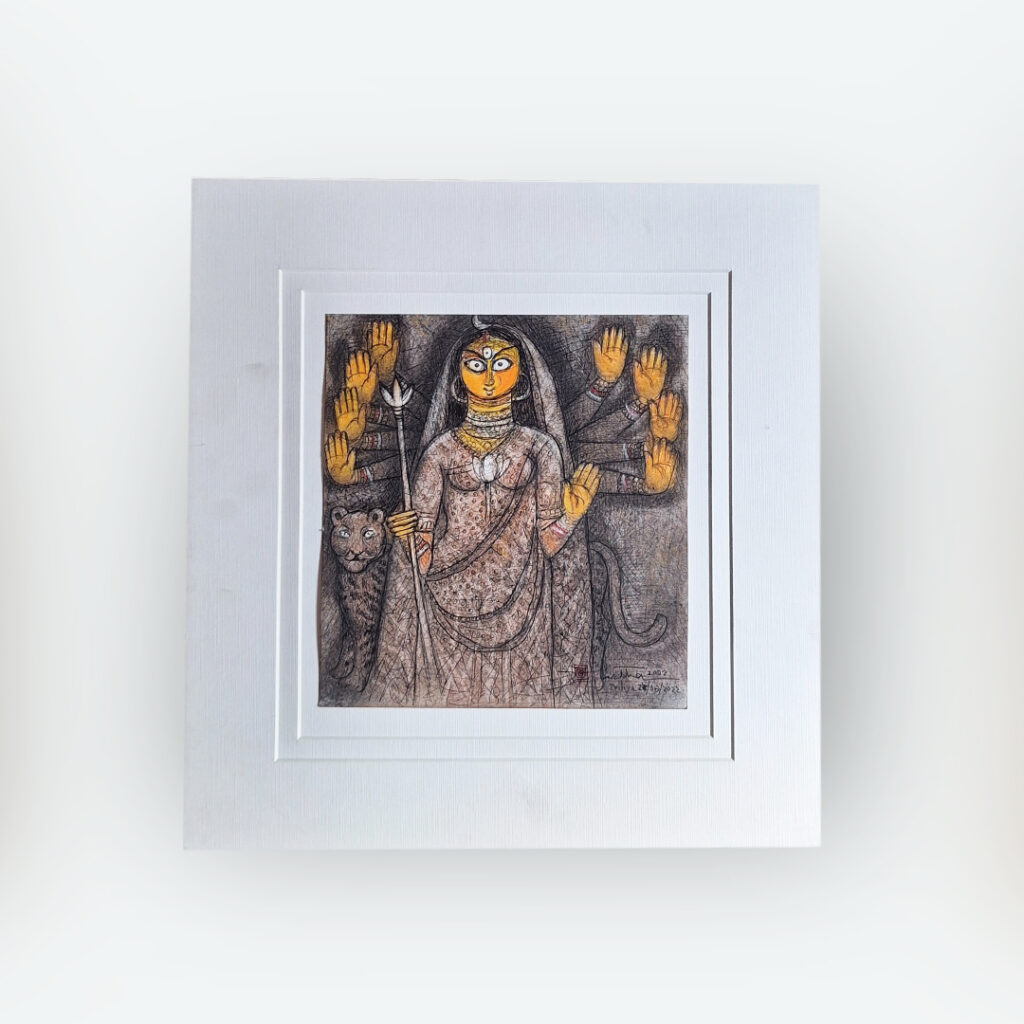 Goddess Durga painting by artisit Partha Bhattacharjee