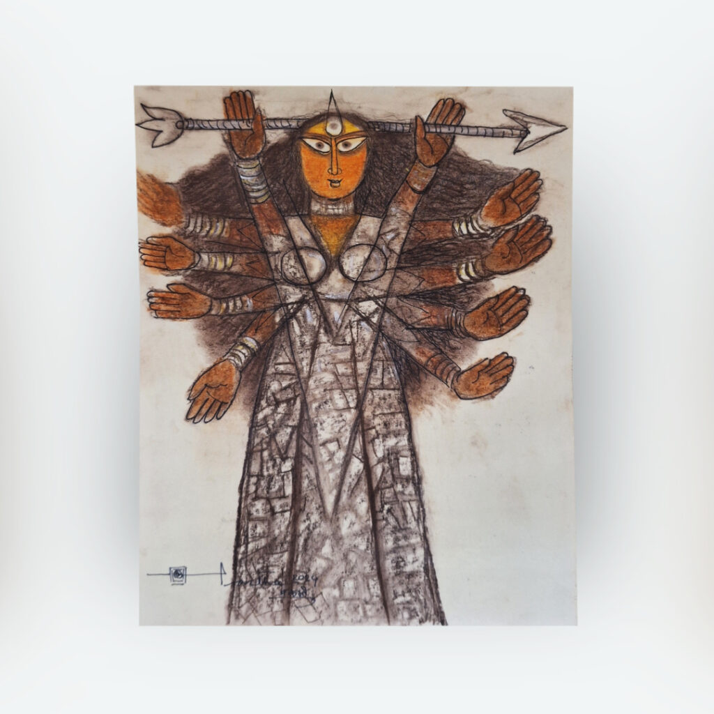 Goddess Durga painitng by late artist Partha Bhattacharjee